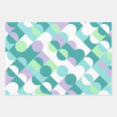 シックティール(緑がかった色)ブルーミントグリーンサークルアートパターン ラッピングペーパーシート (正面)