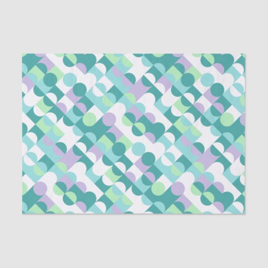 シックティール（緑がかった色）ブルーミントグリーンサークルアートパターン 薄葉紙 (正面)