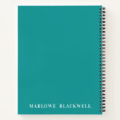 シックティール（緑がかった色）ブルーモノグラムシルバーグリッター ノートブック (裏面)