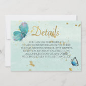 シックティール(緑がかった色)ブルー絵を描バタフ結婚ィーズ詳細 招待状 (正面)