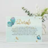 シックティール(緑がかった色)ブルー絵を描バタフ結婚ィーズ詳細 招待状 (スタンド正面)