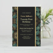 シックティール（緑がかった色）ボタニカル誕生日招待状 招待状 (スタンド正面)