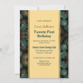シックティール（緑がかった色）ボタニカル誕生日招待状 招待状 (正面)