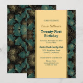 シックティール（緑がかった色）ボタニカル誕生日招待状 招待状 (正面/裏面)