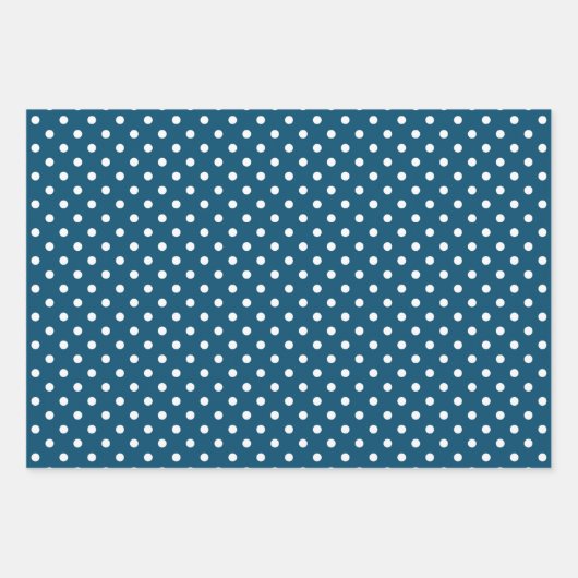 シックティール(緑がかった色)ライトブルー白水玉模様パターン ラッピングペーパーシート (正面3)