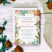 シックティール（緑がかった色）ラストフローラブライダルシャワー招待 招待状