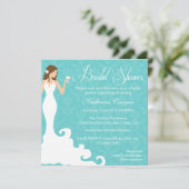 シックティール（緑がかった色）ワインダマスクブライダルシャワー招待 招待状 (スタンド正面)