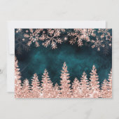 シックティール（緑がかった色）冬バラ金ゴールドスノー結婚パイン サンキューカード (裏面)