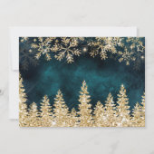 シックティール(緑がかった色)冬金ゴールドスノー結婚パイン サンキューカード (裏面)