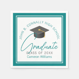 シックティール（緑がかった色）卒業パーティパーソナライズされた卒業生 スタンダードカクテルナプキン