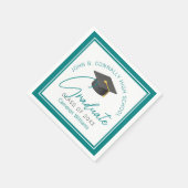 シックティール（緑がかった色）卒業パーティパーソナライズされた卒業生 スタンダードカクテルナプキン (角)