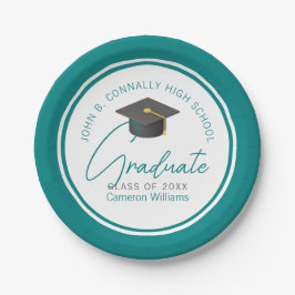 シックティール（緑がかった色）卒業パーティー卒業 ペーパープレート