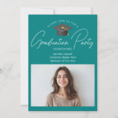 シックティール（緑がかった色）大学院写真卒業パーティー 招待状 (正面)