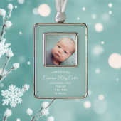 シックティール（緑がかった色）生まれたばかりのベビーフォト誕生統計キープサケ シルバープレートフレームオーナメント