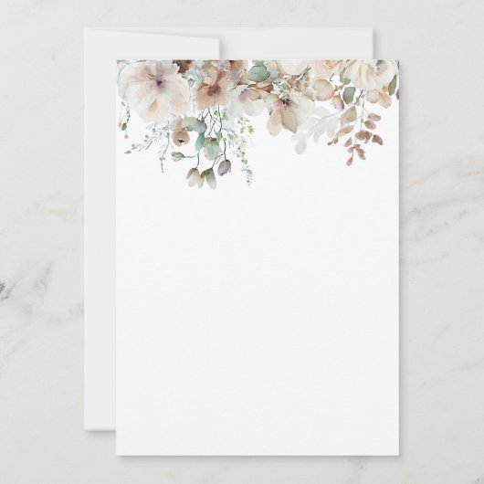 シックティール（緑がかった色）花びらとプロセッコフローラブライダルシャワー 招待状 (裏面)