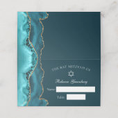 シックティール（緑がかった色）金ゴールドアゲートバルミツワーパーティー プレイスカード (外部開封)