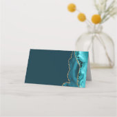 シックティール（緑がかった色）金ゴールドアゲートバルミツワーパーティー プレイスカード (裏面)