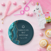 シックティール（緑がかった色）金ゴールドアゲートバルミツワーパーティー ペーパープレート (パーティー)