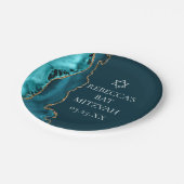 シックティール（緑がかった色）金ゴールドアゲートバルミツワーパーティー ペーパープレート (アングル)