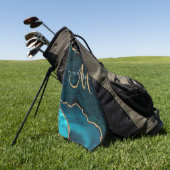 シックティール(緑がかった色)金ゴールドグリッターアゲートカスタムモノグラム ゴルフタオル (グリーン)