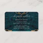 シックティール（緑がかった色）金ゴールドグリッターアゲートカスタムモノグラム 名刺 (裏面)