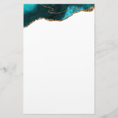 シックティール（緑がかった色）金ゴールドグリッターアゲートモダント 便箋 (正面)