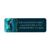 シックティール（緑がかった色）金ゴールドグリッターアゲート差出人住所 ラベル (正面)