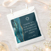 シックティール(緑がかった色)金ゴールドバルミツワーパーソナライズされたパーティー フェイバーバッグ (クリップ留めされた状態)