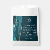 シックティール(緑がかった色)金ゴールドバルミツワーパーソナライズされたパーティー フェイバーバッグ (正面)