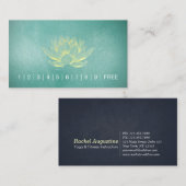 シックティール（緑がかった色）金ゴールドロータスヨガインストラクターロイヤリティパンチ ロイヤリティカード (正面/裏面)