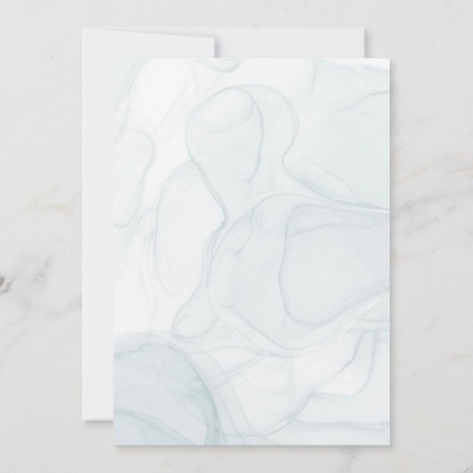 シックティール（緑がかった色）金ゴールド幾何学的エーテル婚約パーティ 招待状 (裏面)