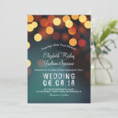 シックティール（緑がかった色）金ゴールド《写真》ぼけ味グリッターストリングライツ結婚ズ 招待状 (スタンド正面)