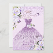 シックティーンエラダスティ薄紫パープルグリッターガウン 招待状 (正面)