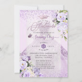 シックティーンエラダスティ薄紫パープルグリッターガウン 招待状 (裏面)