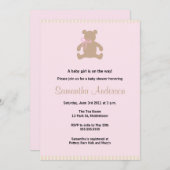 シックテディベアベビーシャワー招待状-ガール 招待状 (正面/裏面)