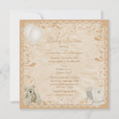 シックテディ&クリブニュートラルベビーシャワー 招待状 (裏面)