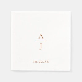 シックテラコッタモノグラム結婚ズナプキンス スタンダードカクテルナプキン