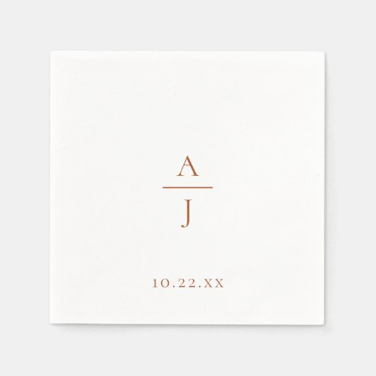 シックテラコッタモノグラム結婚ズナプキンス スタンダードカクテルナプキン (正面)