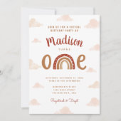 シックテラコッタレインボーファースト誕生日 招待状 (正面)