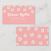 シックデイジーフラワー赤面ピンクおむつラッフル エンクロージャーカード (正面/裏面)