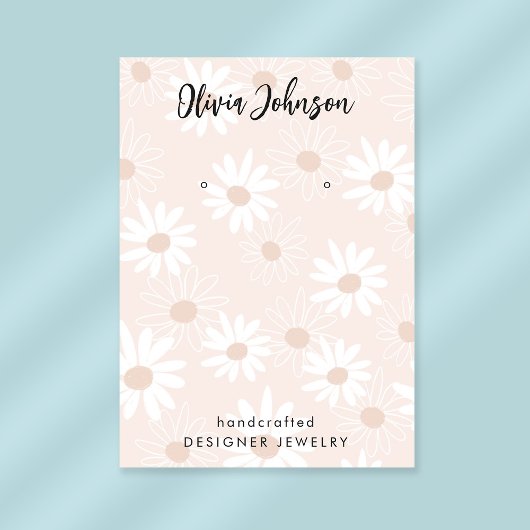 シックデイジーフローラルパターンジュエリーイヤリングディスプレイ 名刺