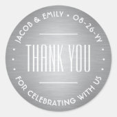 シックデコタイポグラフィサンキューシルバーフォイルフェイクー ラウンドシール (正面)