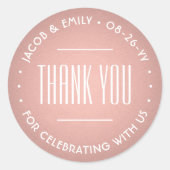 シックデコタイポグラフィサンキューピンクローズ金ゴールド ラウンドシール (正面)