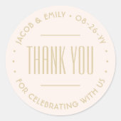 シックデコタイポグラフィサンキューユー赤面ピンク&金ゴールド ラウンドシール (正面)