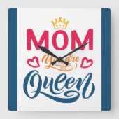 シックデザインタイポグラフィママママザクイーン スクエア壁時計 (正面)