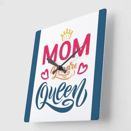 シックデザインタイポグラフィママママザクイーン スクエア壁時計 (傾斜)