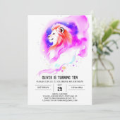 シックデジタルライオン誕生日 招待状 (スタンド正面)