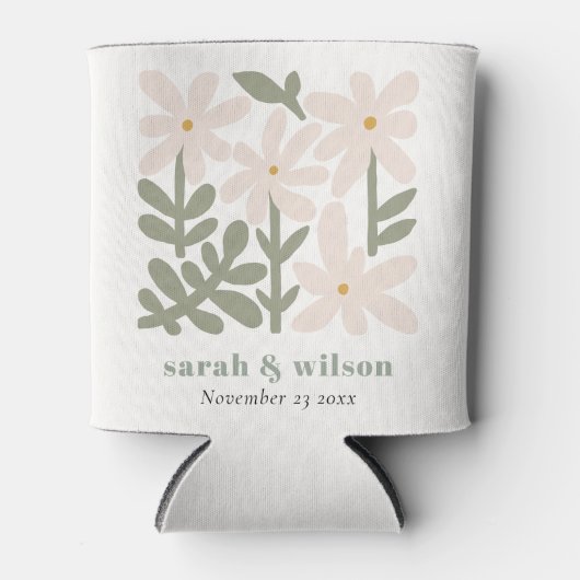 シックデュスキー赤面レトロミニマルフローラ結婚ズ 缶クーラー (正面)