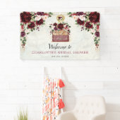 シックトラベルブルゴーニュフローラブライダルシャワー歓迎 横断幕 (インサイチュ)