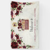 シックトラベルブルゴーニュフローラブライダルシャワー歓迎 横断幕 (縦)